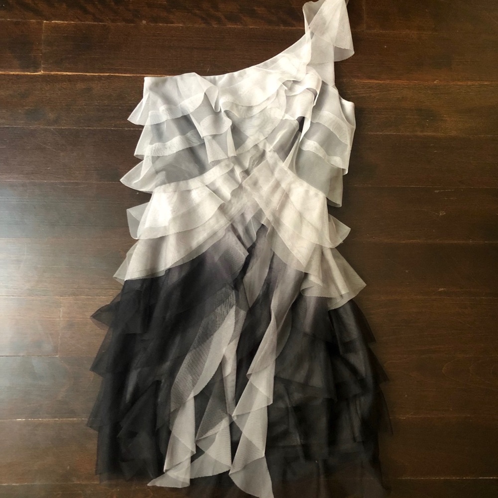 BCBG One Shoulder Ombré Tulle Mini Dress Sz 8 NWOT